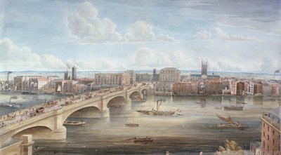 Une autre vue du nouveau pont de Londres, montrant la façade ouest, regardant vers Southwark, et donnant une vue lointaine du Surrey, 1838 - Gideon Yates